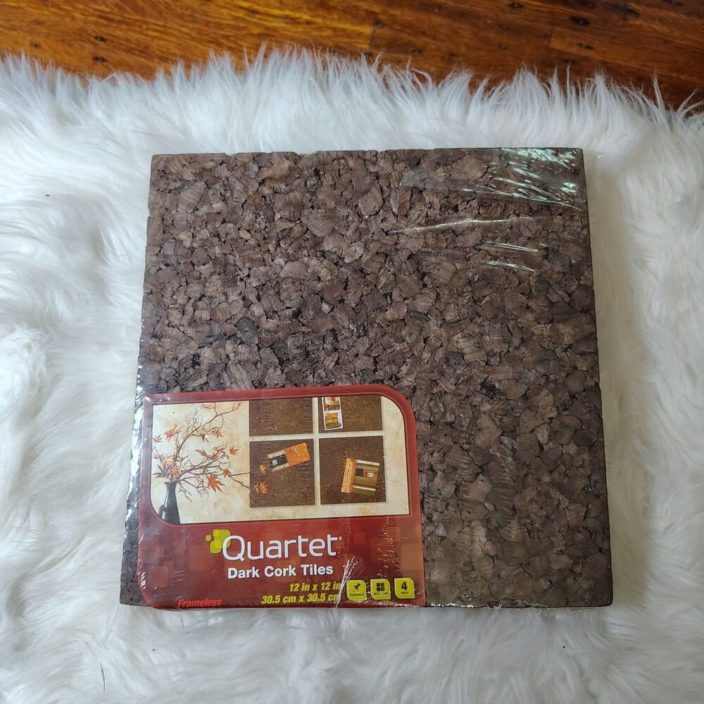 Quartet (4) Pack of 12”x12” Cork Tiles-Model 15050Q-Dark Brown-NIP